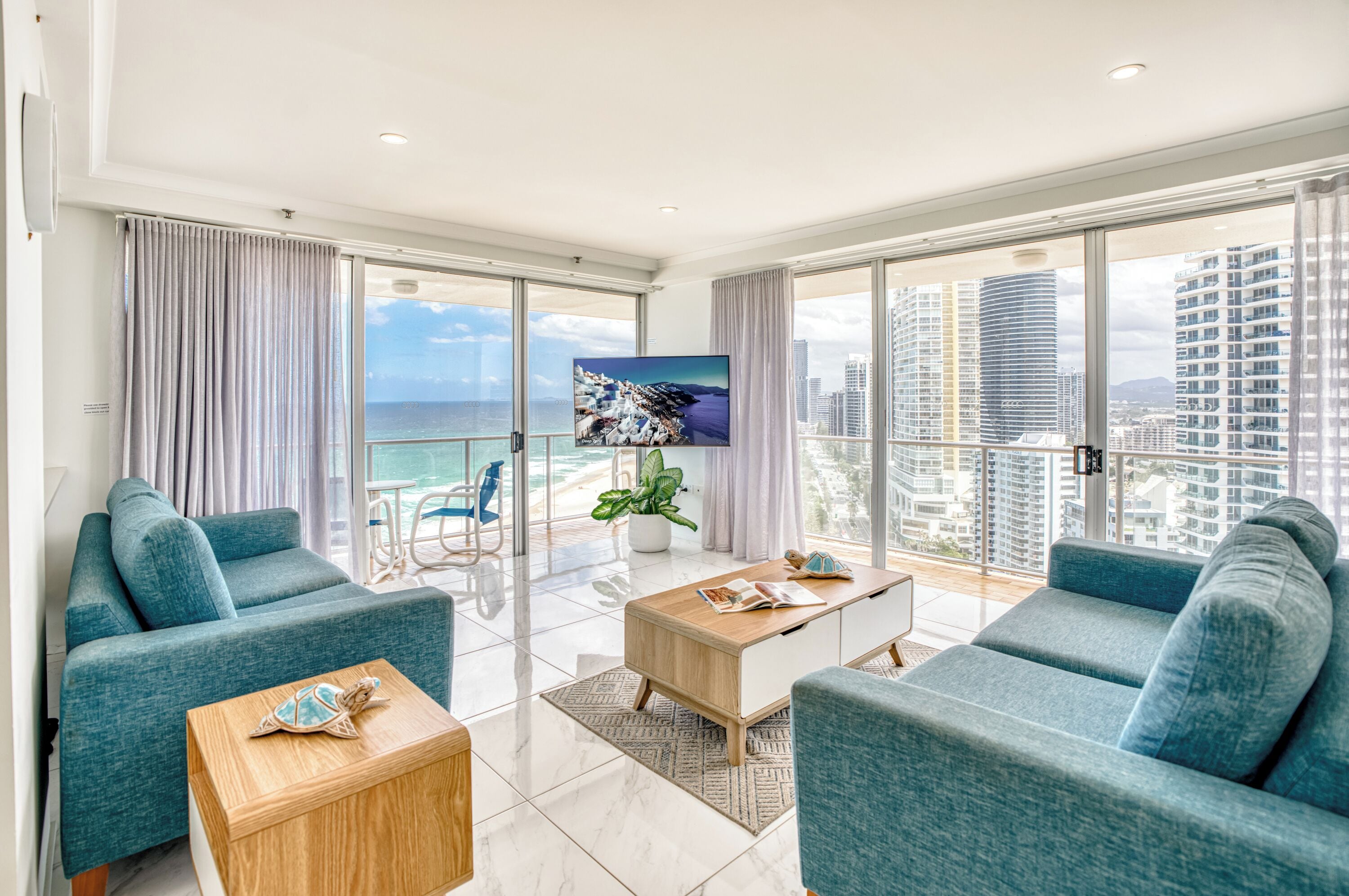 Flat-screen TV, DVD player