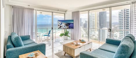 Flat-screen TV, DVD player