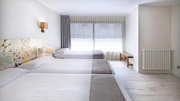 Down duvets, laptop workspace, blackout curtains, soundproofing