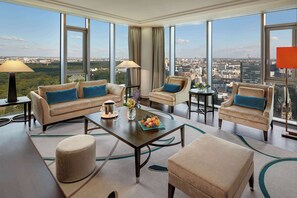 Suite, 2 Twin Beds, Tower | Living area | 40-inch LCD TV with digital channels, TV, books