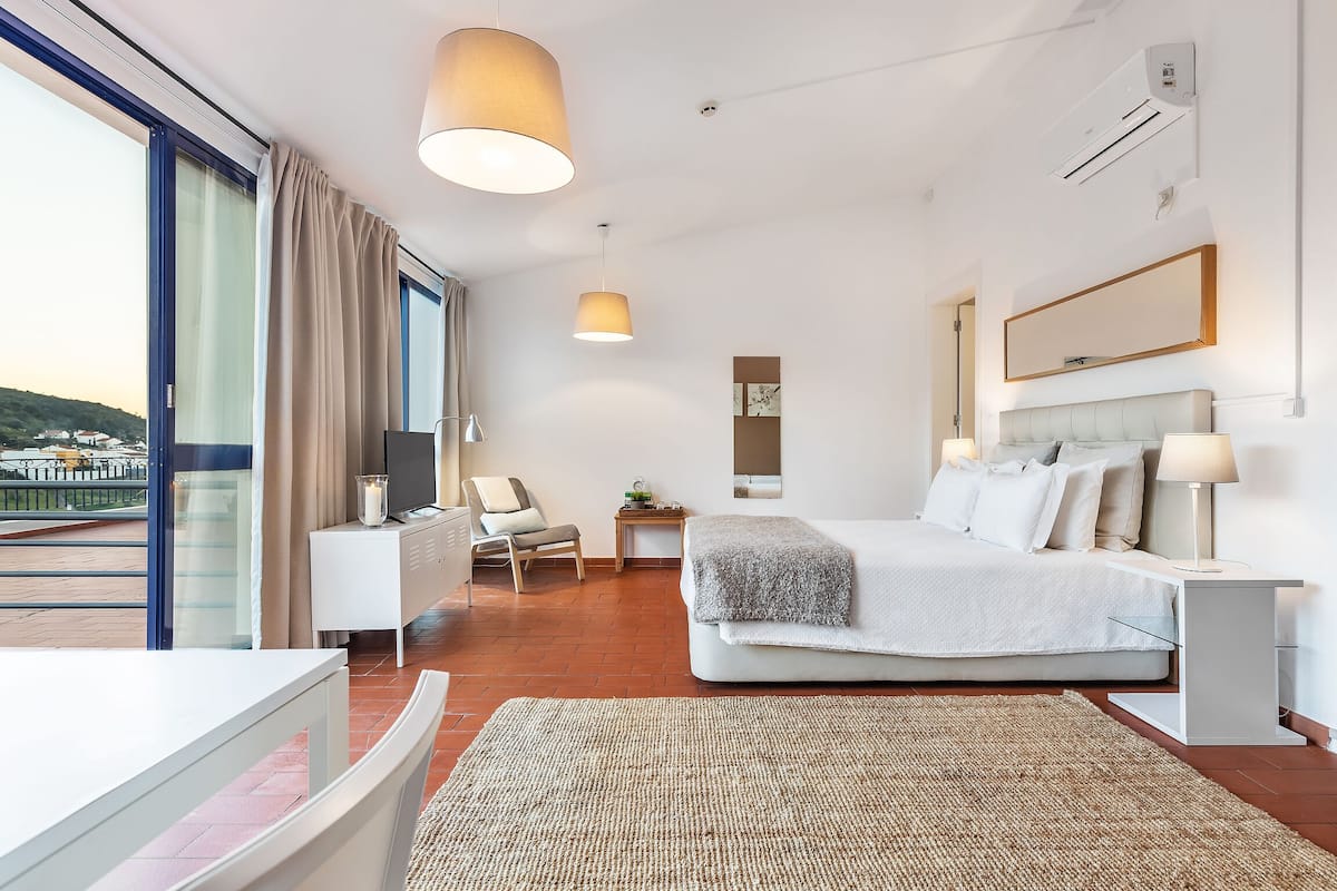 family room | down duvets, desk, blackout curtains, free wifi