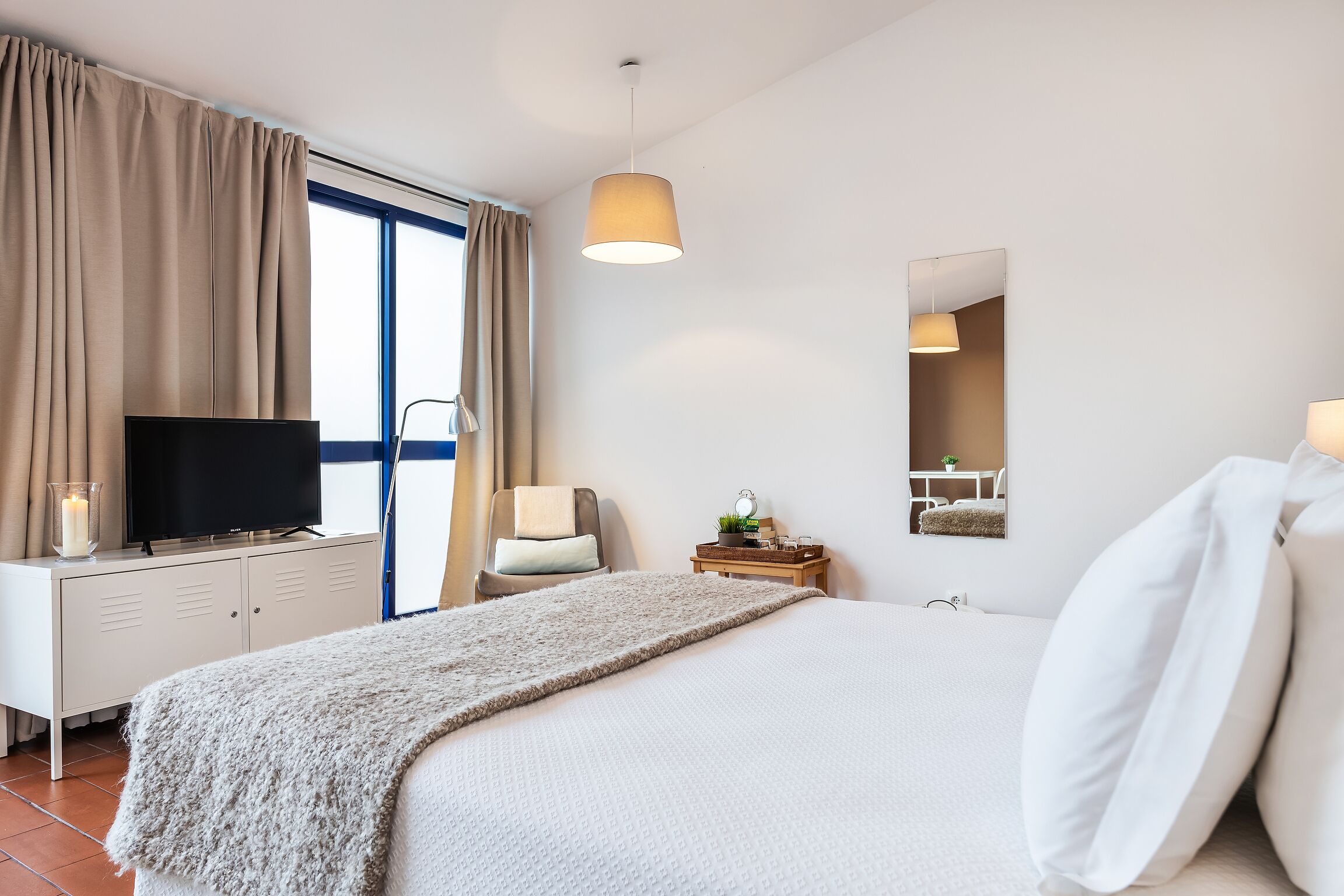 family room | down duvets, desk, blackout curtains, free wifi