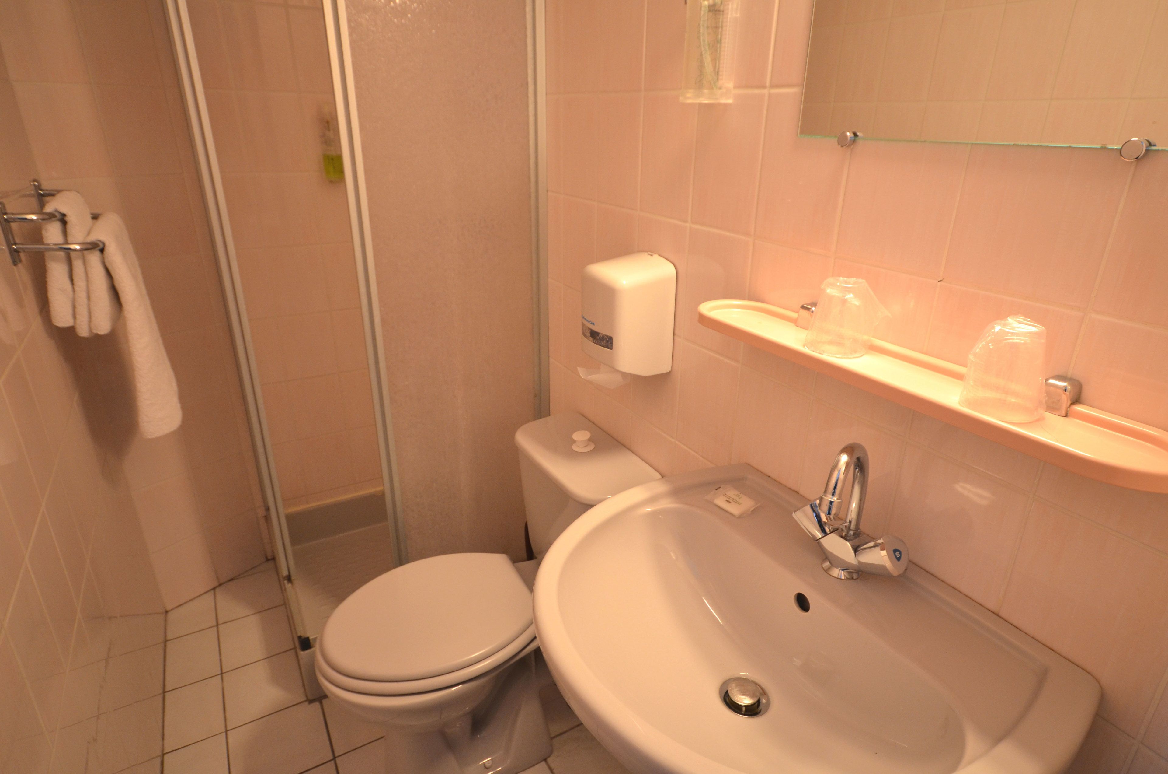 free toiletries, hair dryer, towels