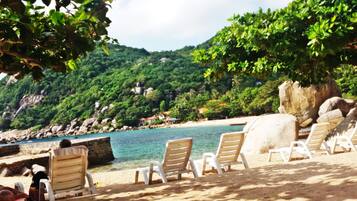 On the beach, sun-loungers, beach massages, snorkelling