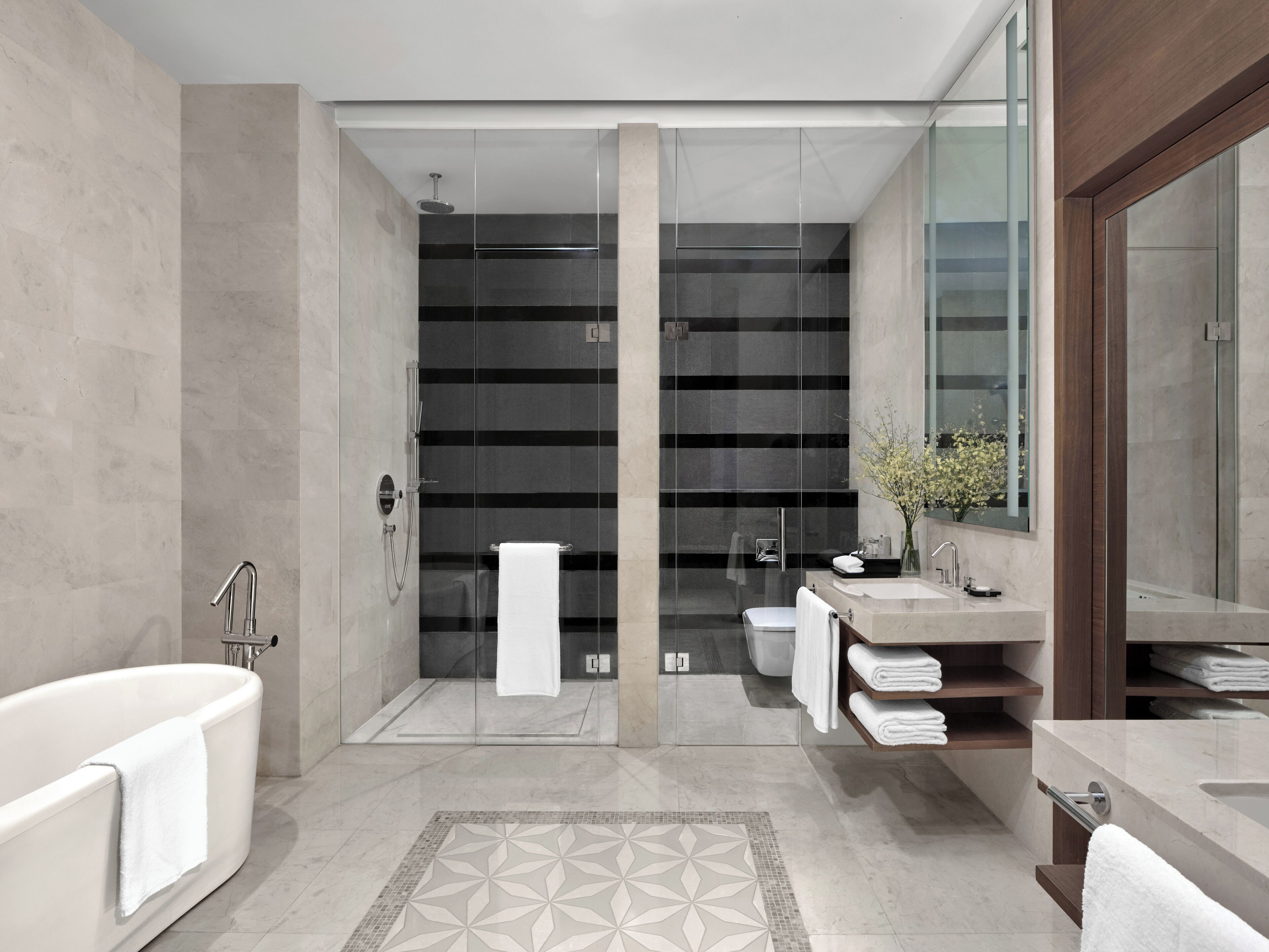 2 bedroom villa | bathroom | designer toiletries, hair dryer, bathrobes, slippers