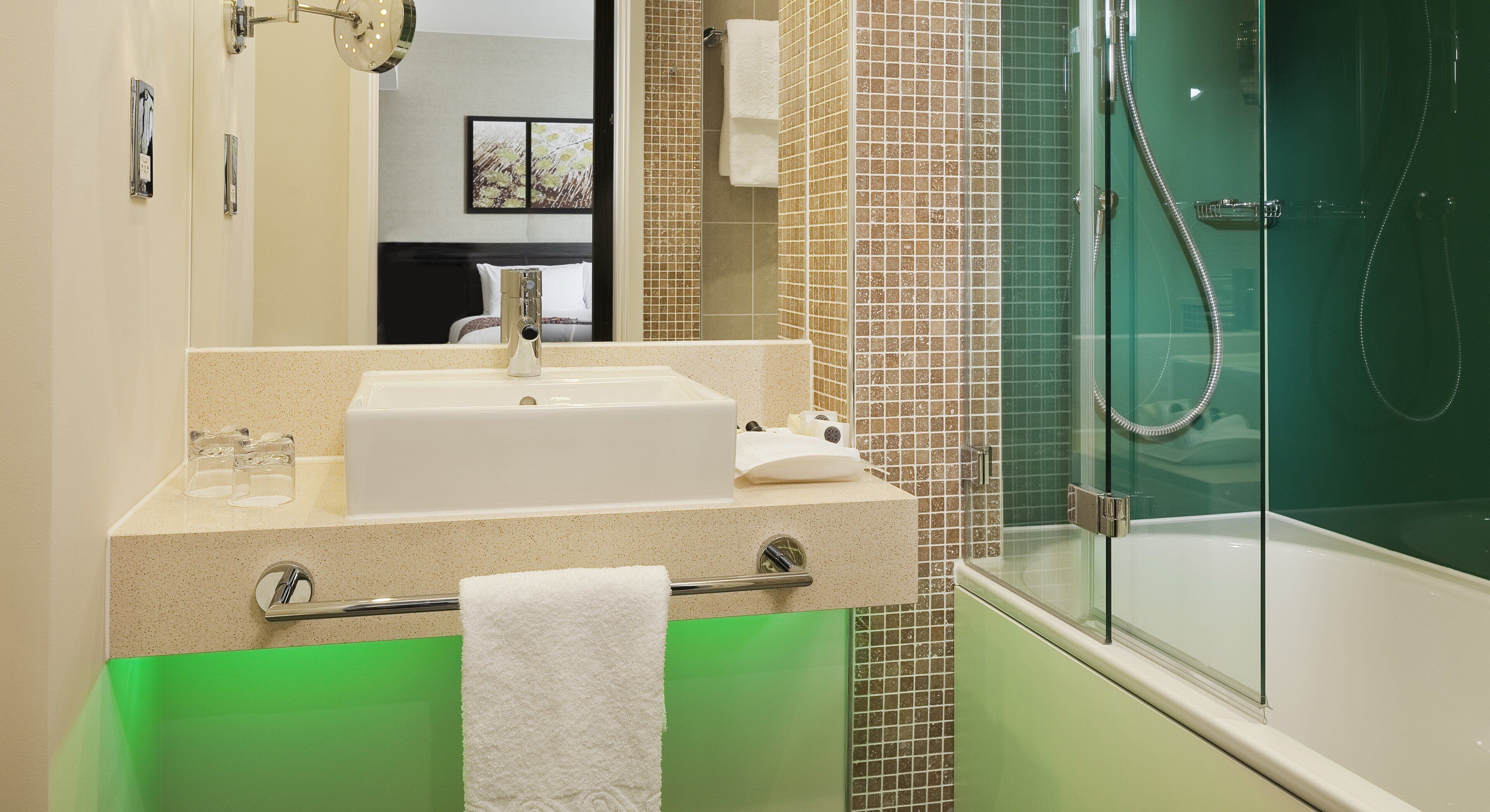 free toiletries, hair dryer, towels