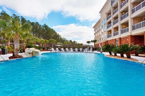 Outdoor pool, sun loungers