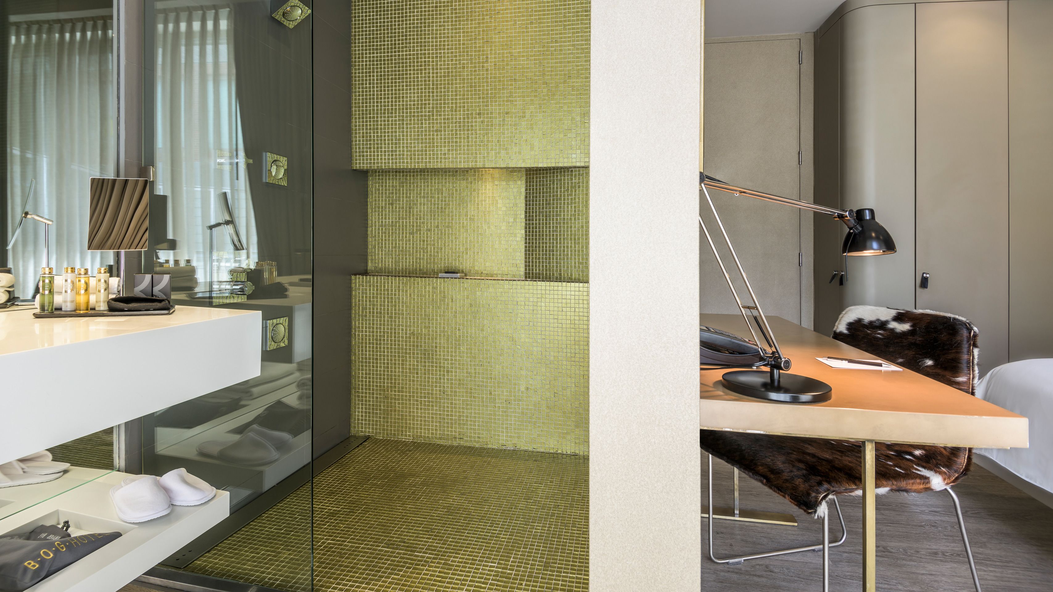 shower, hydromassage showerhead, hair dryer, bathrobes