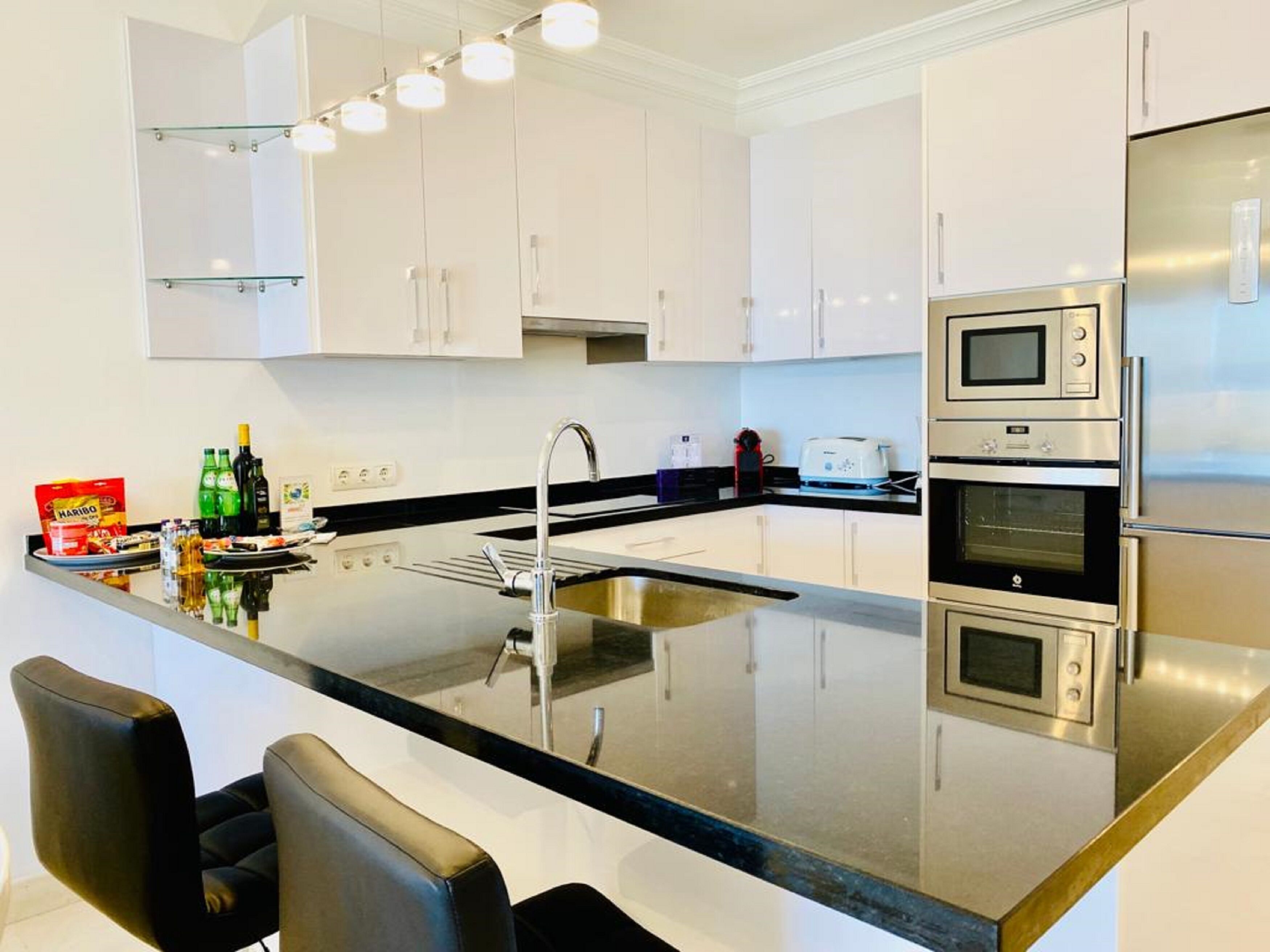 Superior Apartment, 2 Bedrooms, Jetted Tub | Private kitchen | Coffee/tea maker, full-size fridge, microwave, oven