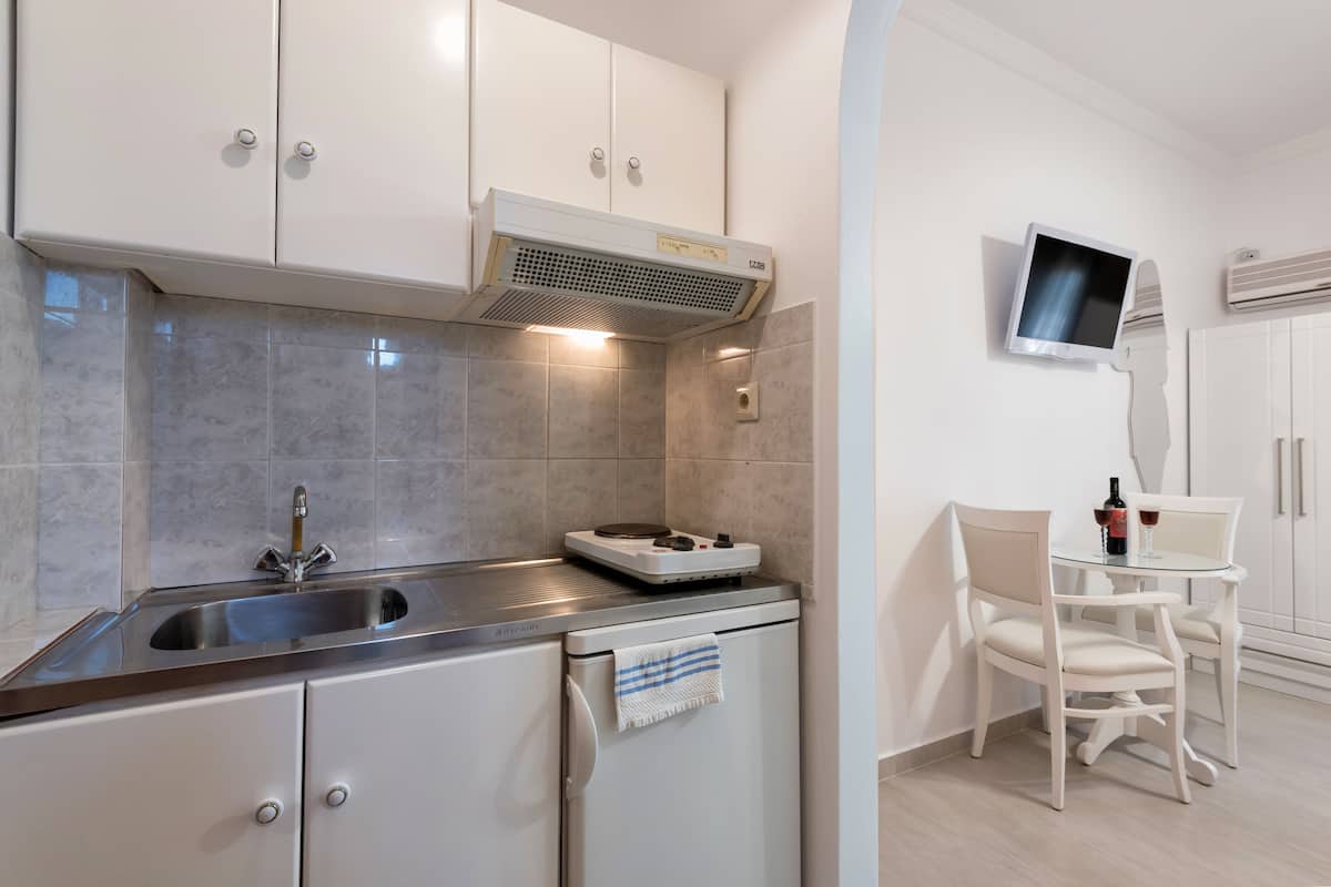 fridge, oven, stovetop, coffee/tea maker