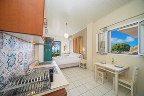 Studio - havsutsikt - bottenvåning | Duntäcken, värdeförvaringsskåp på rummet och ljudisolering