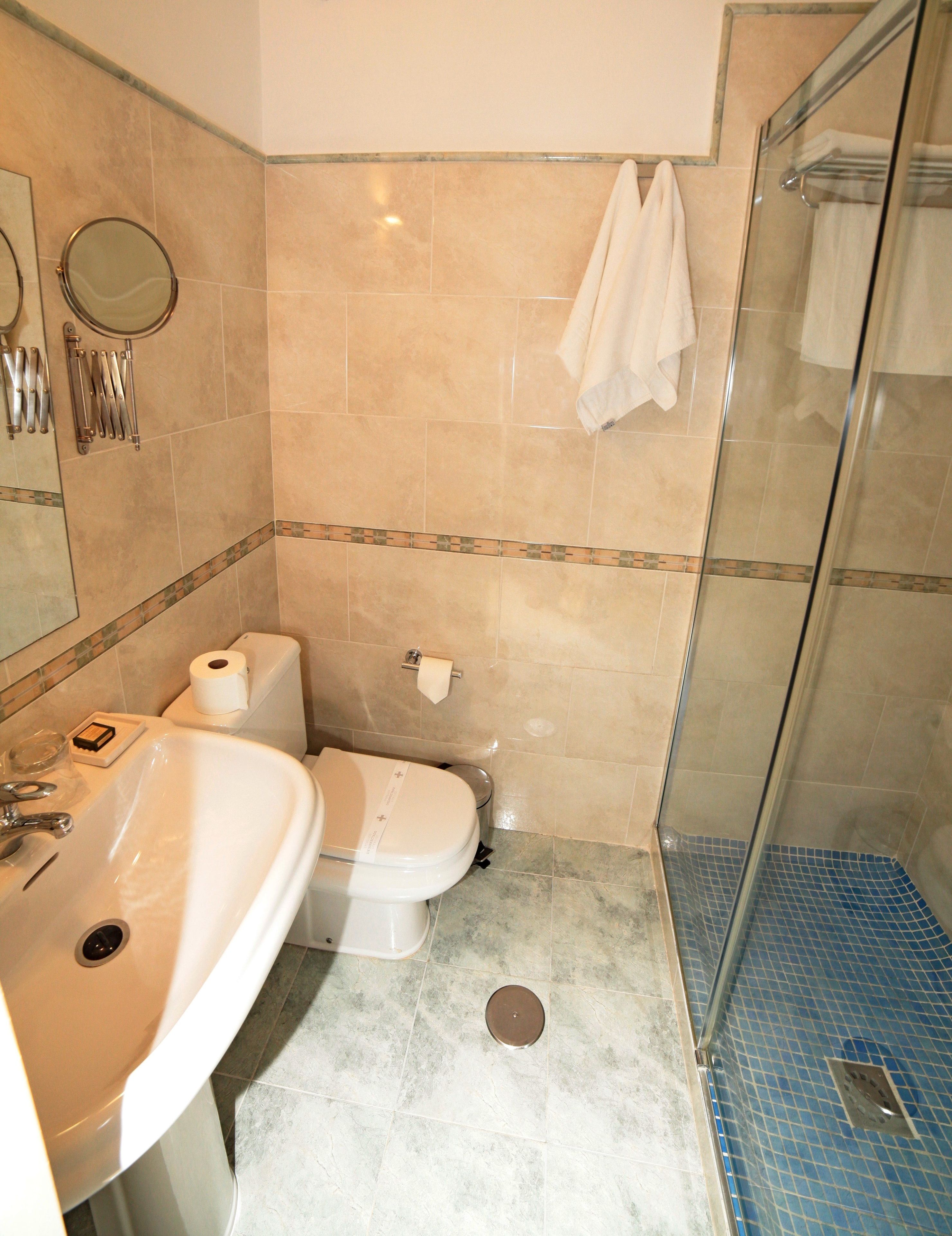 double or twin room | bathroom | shower, hair dryer, towels
