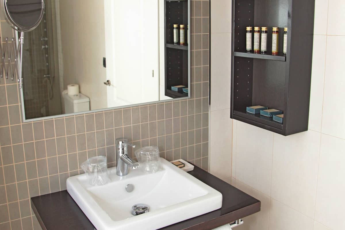 triple room | bathroom | shower, hair dryer, towels