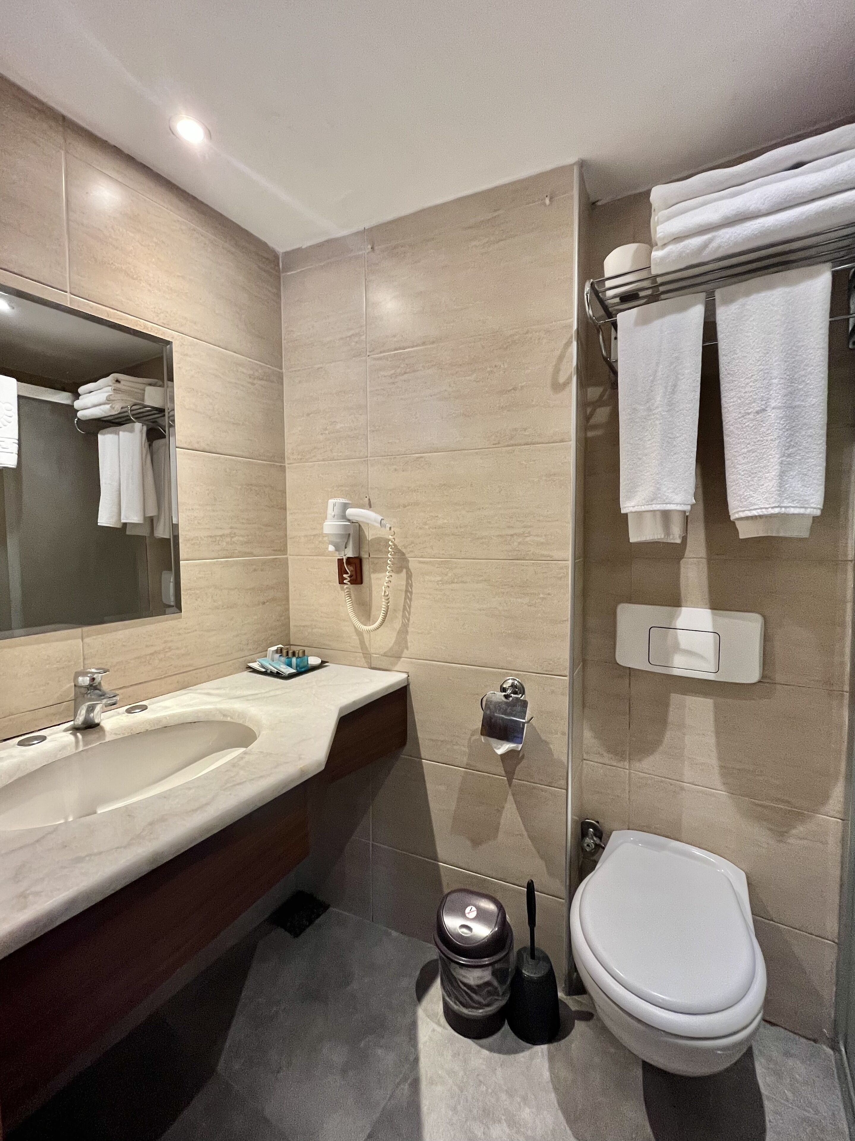 standard triple room | bathroom | hair dryer, towels