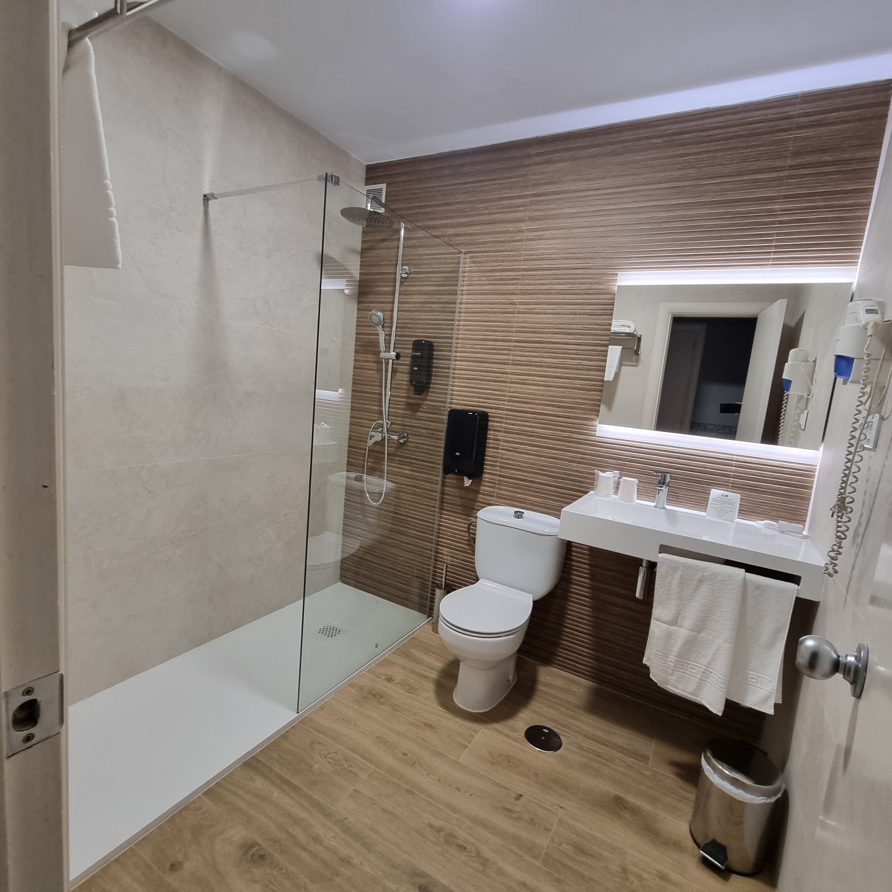 combined shower/bathtub, free toiletries, hair dryer, bidet