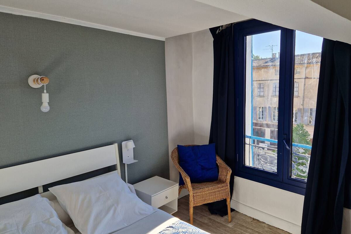 individually decorated, individually furnished, desk, blackout curtains