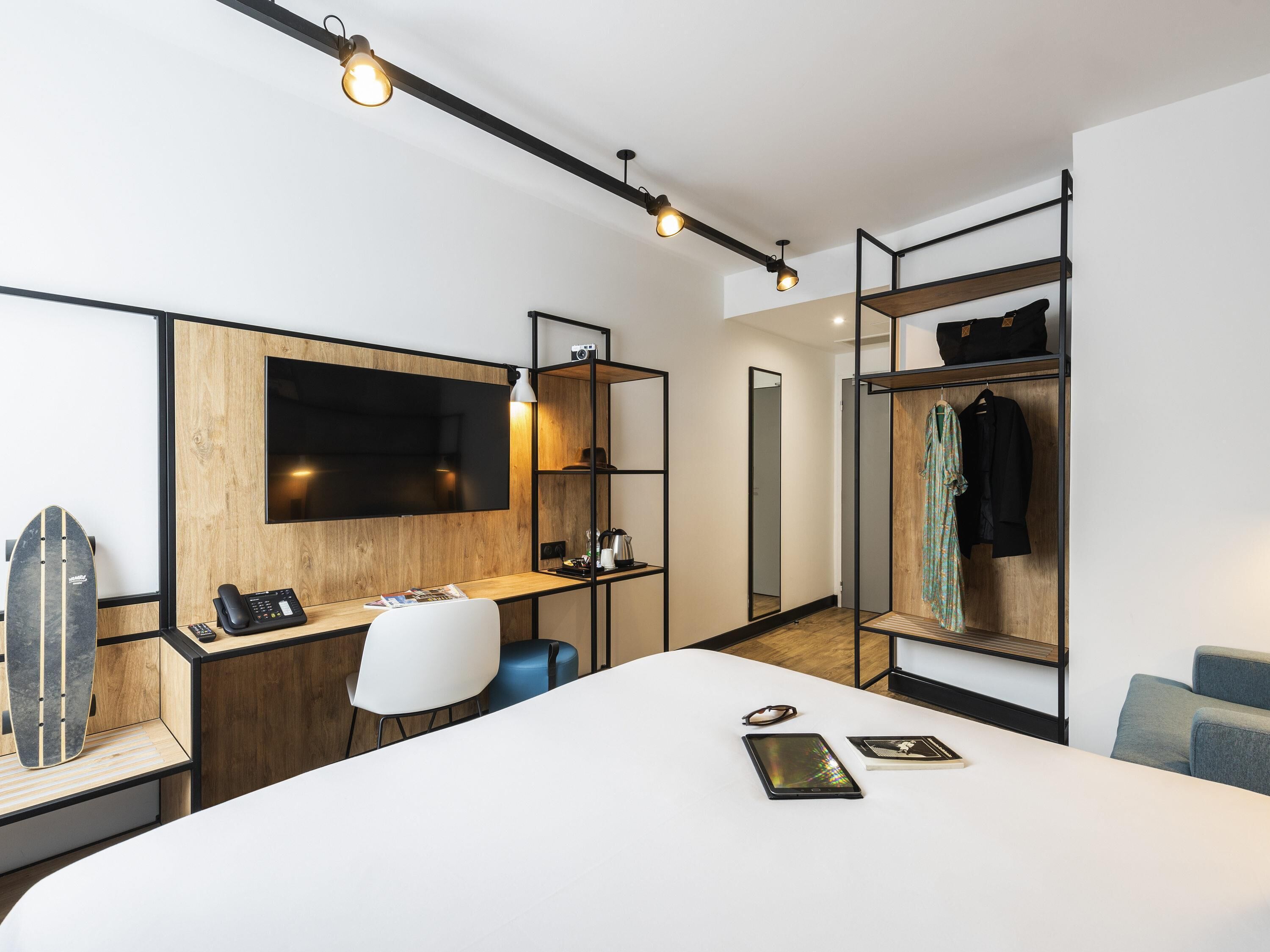 premium double room | premium bedding, desk, blackout curtains, soundproofing