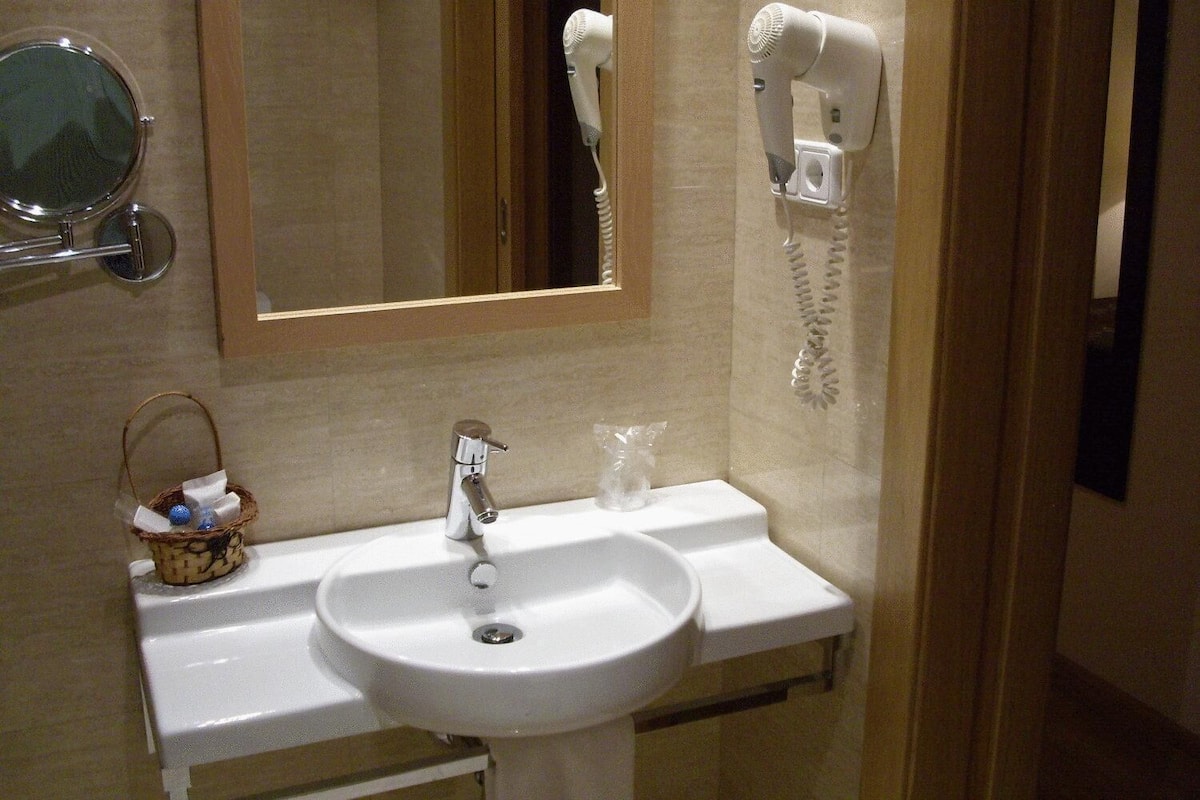 shower, free toiletries, hair dryer, bidet