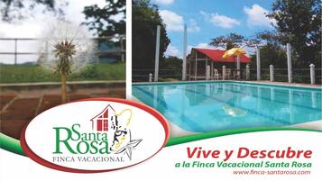 Outdoor pool, pool umbrellas