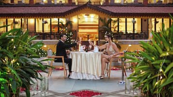 Breakfast, lunch, dinner served; international cuisine, pool views