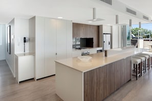 Three Bedroom Penthouse with Private Pool | Private kitchen | Full-size fridge, microwave, stovetop, dishwasher - The Beach Cabarita (Cabarita Beach)