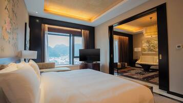 In-room safe, desk, laptop workspace, blackout drapes