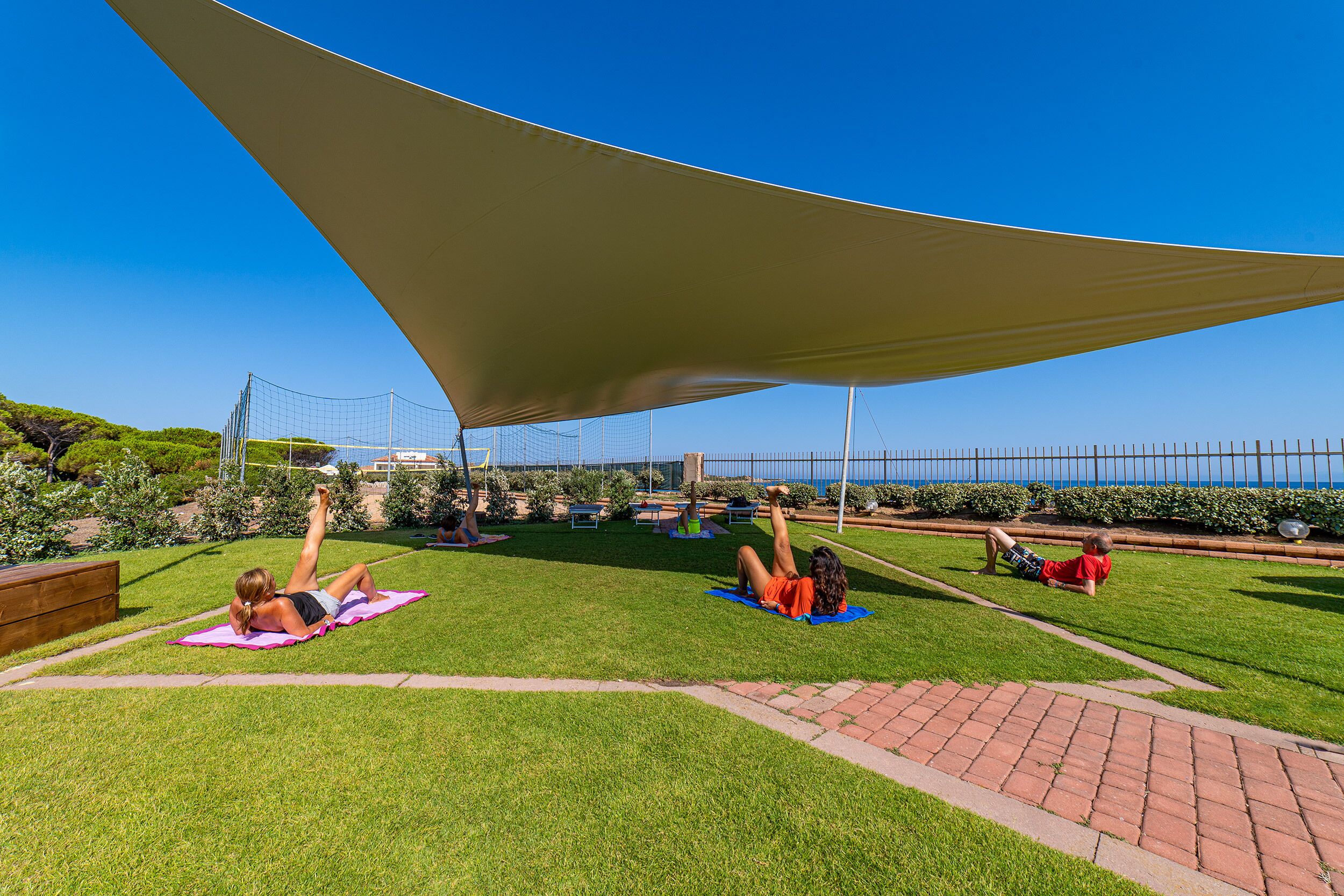 An outdoor area with a large canopy providing shade.