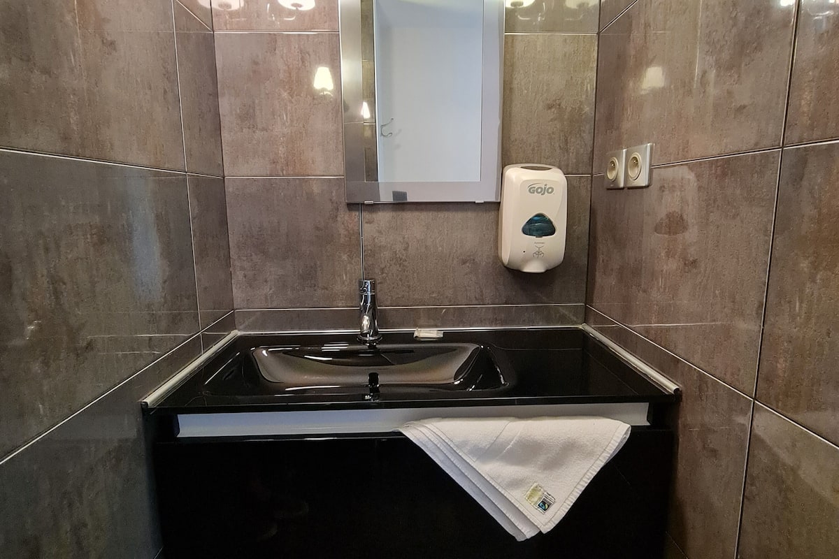 shower, rainfall showerhead, free toiletries, hair dryer