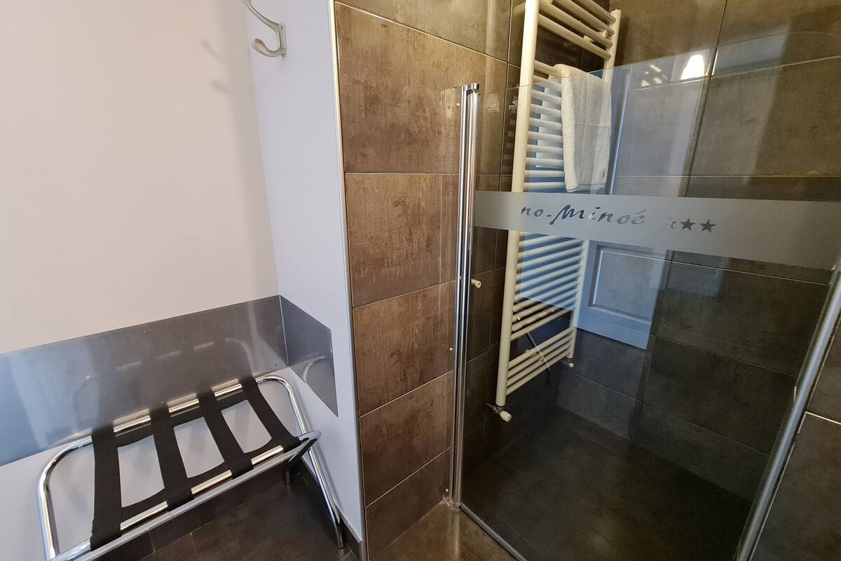 shower, rainfall showerhead, free toiletries, hair dryer