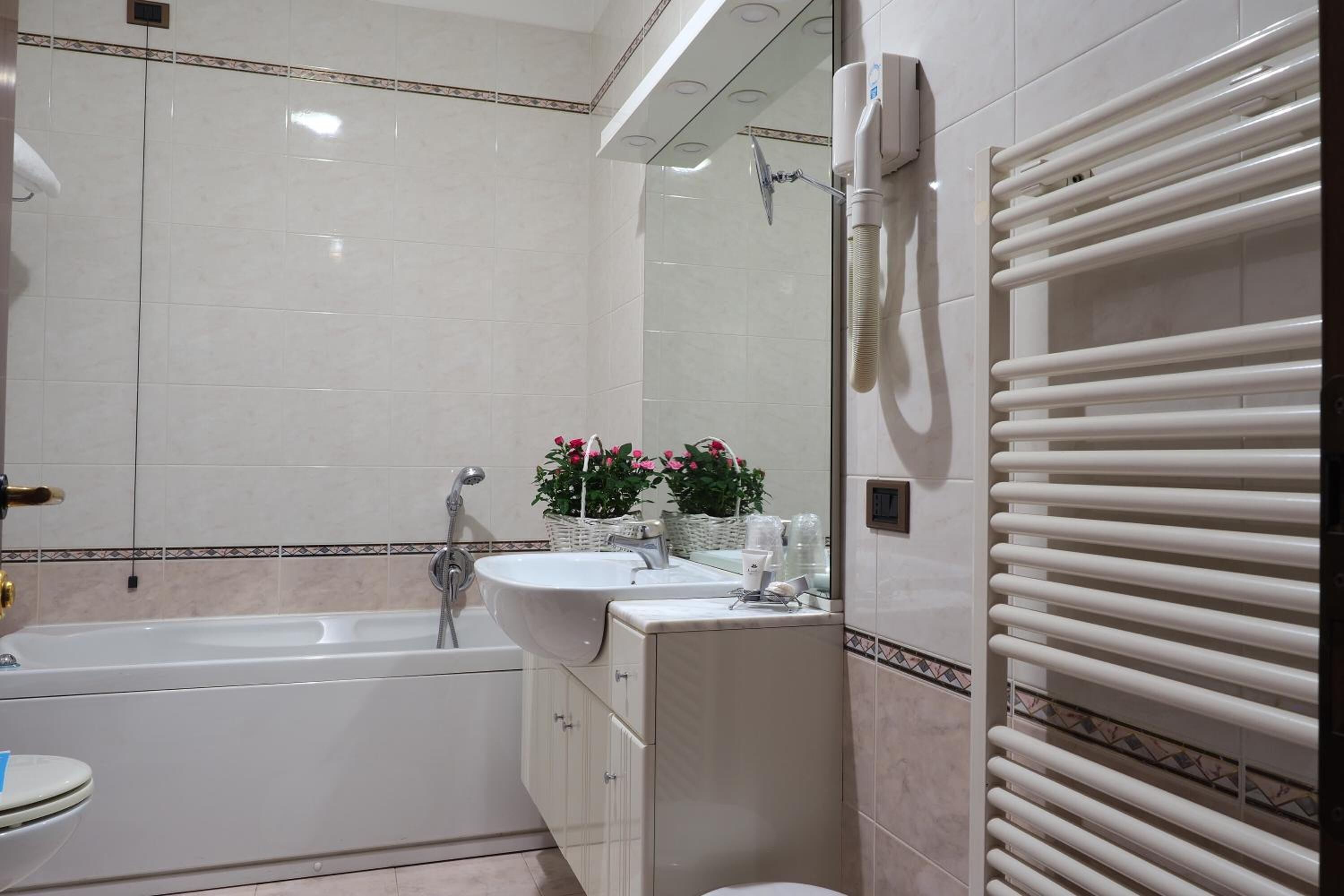 shower, free toiletries, hair dryer, slippers