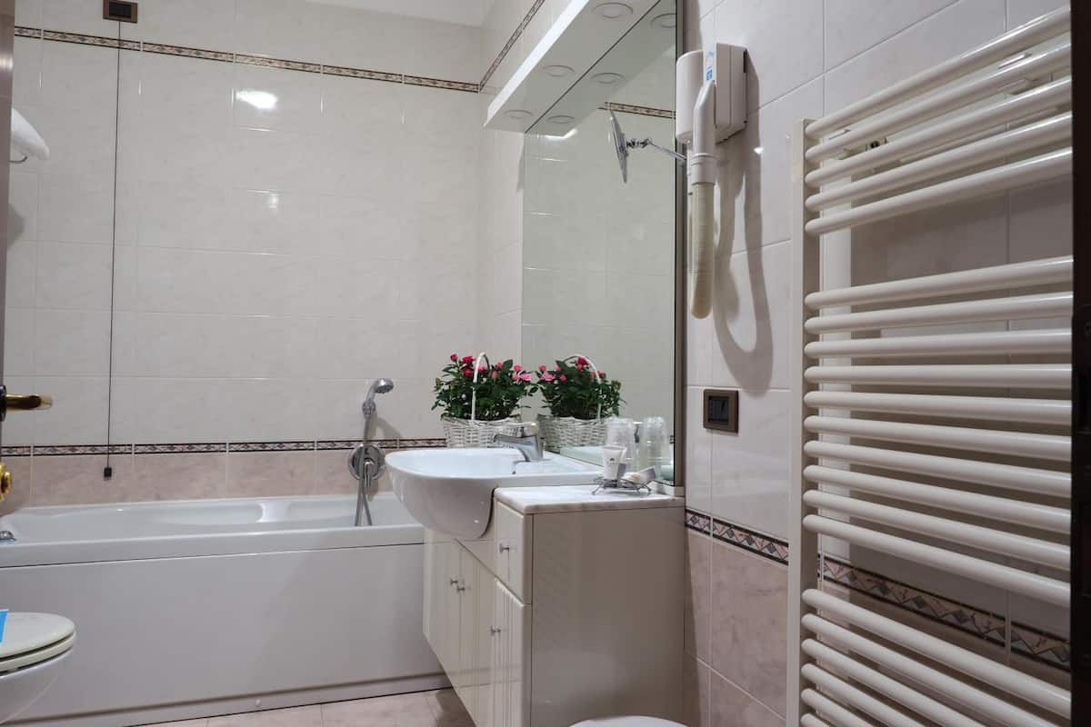 shower, free toiletries, hair dryer, slippers