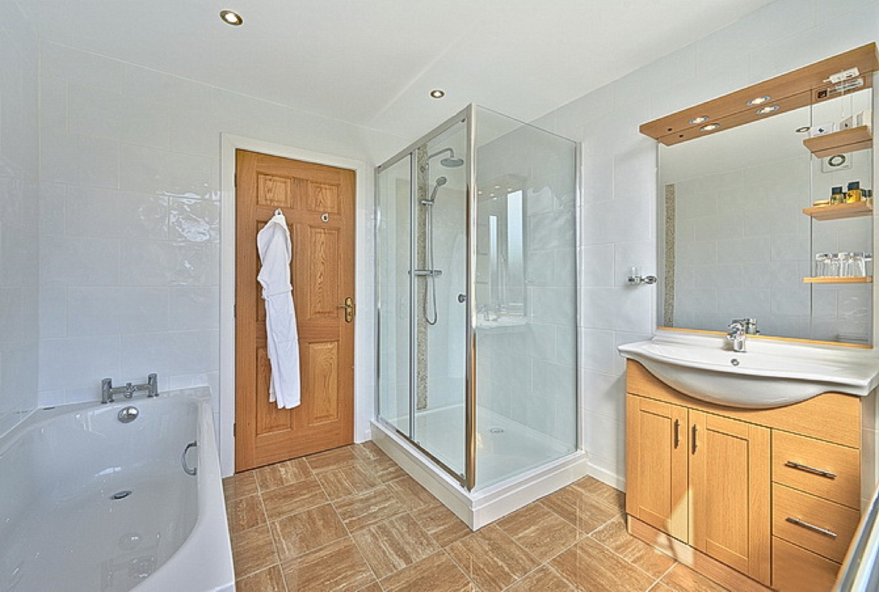 free toiletries, hair dryer, bathrobes, slippers