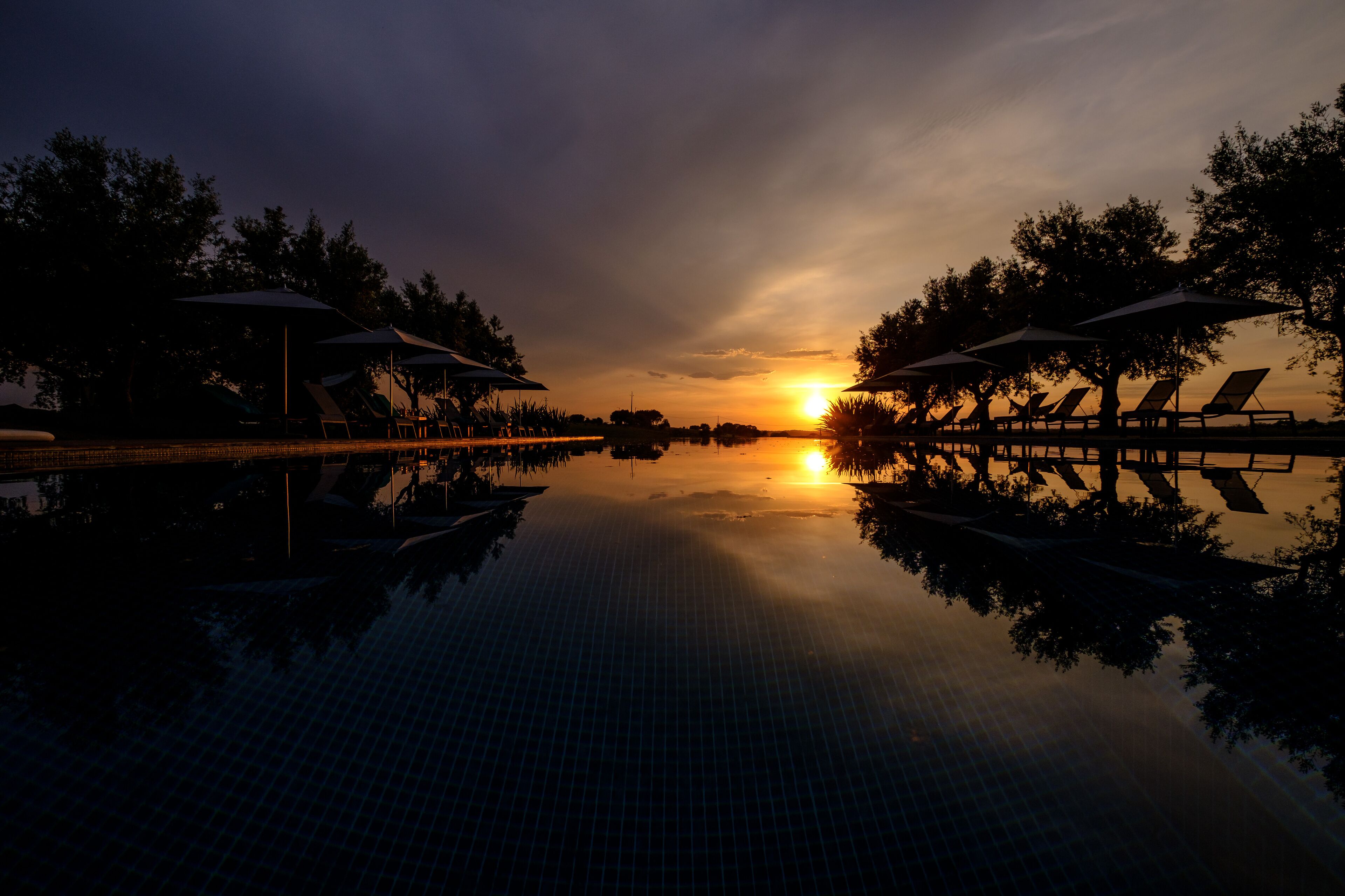 Seasonal outdoor pool, pool umbrellas, sun loungers