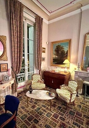 30-inch TV with satellite channels, first-run movies