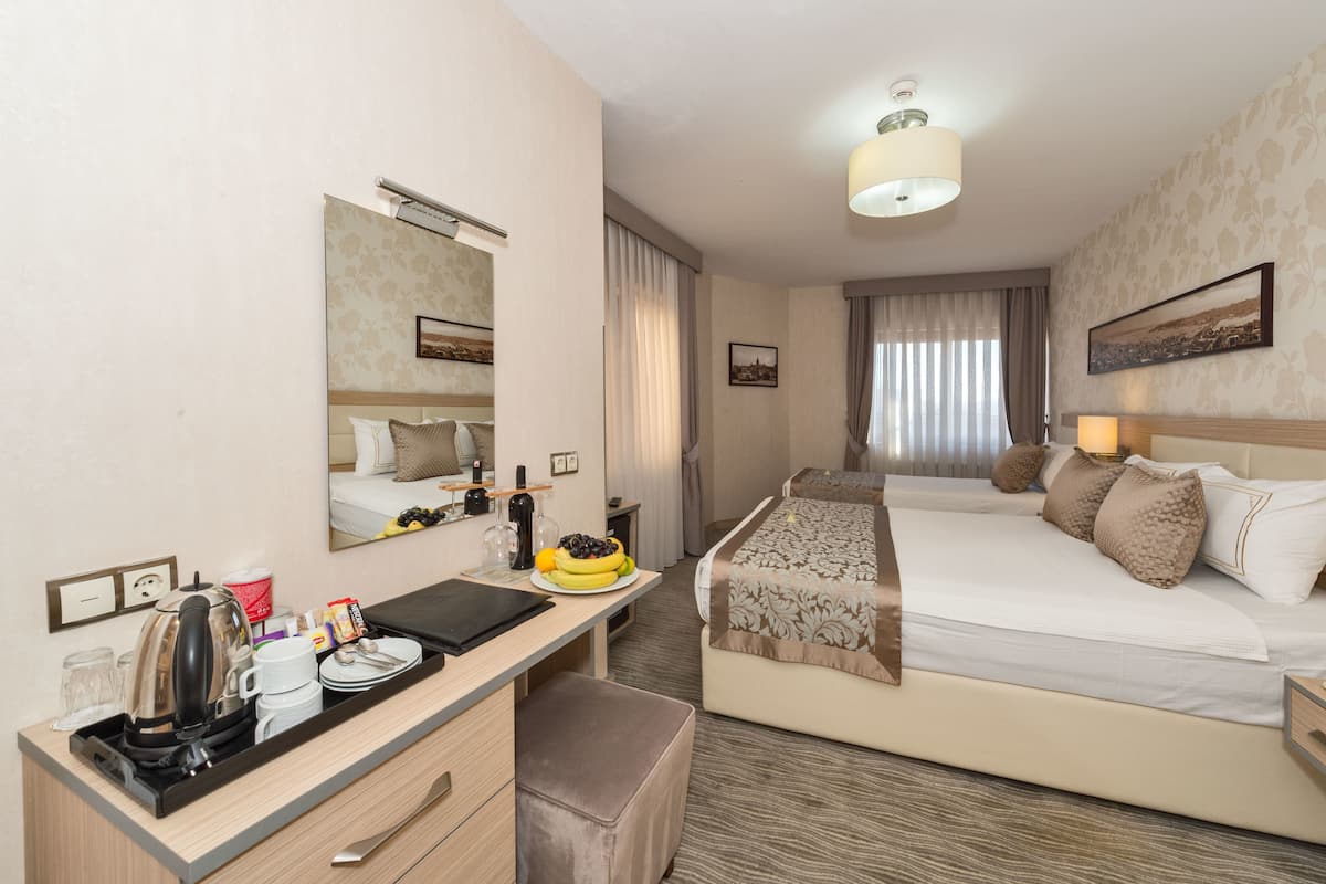 Hypo-allergenic bedding available, memory foam beds, minibar