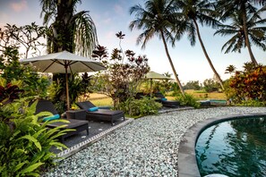 Outdoor pool, pool umbrellas, sun loungers - Villa Taman di Blayu (Tabanan)