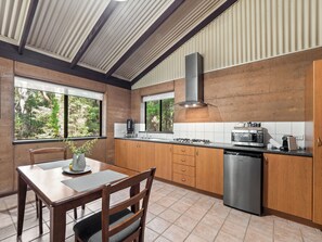 Fridge, microwave, stovetop, espresso maker