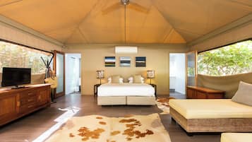 King Safari Tent (Children under 2 not permitted) | Premium bedding, pillow-top beds, in-room safe, individually decorated