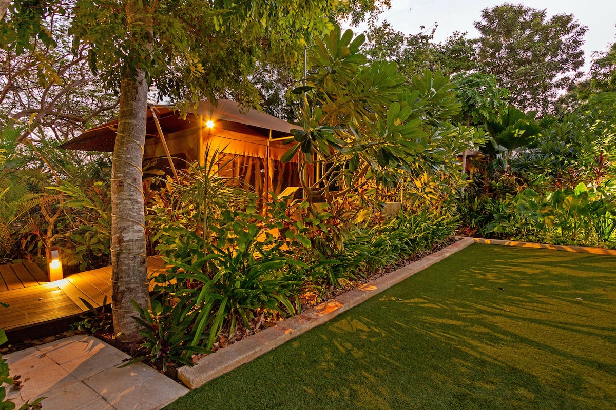 Queen Safari Tent (Children under 2 not permitted) | Premium bedding, pillowtop beds, in-room safe, individually decorated