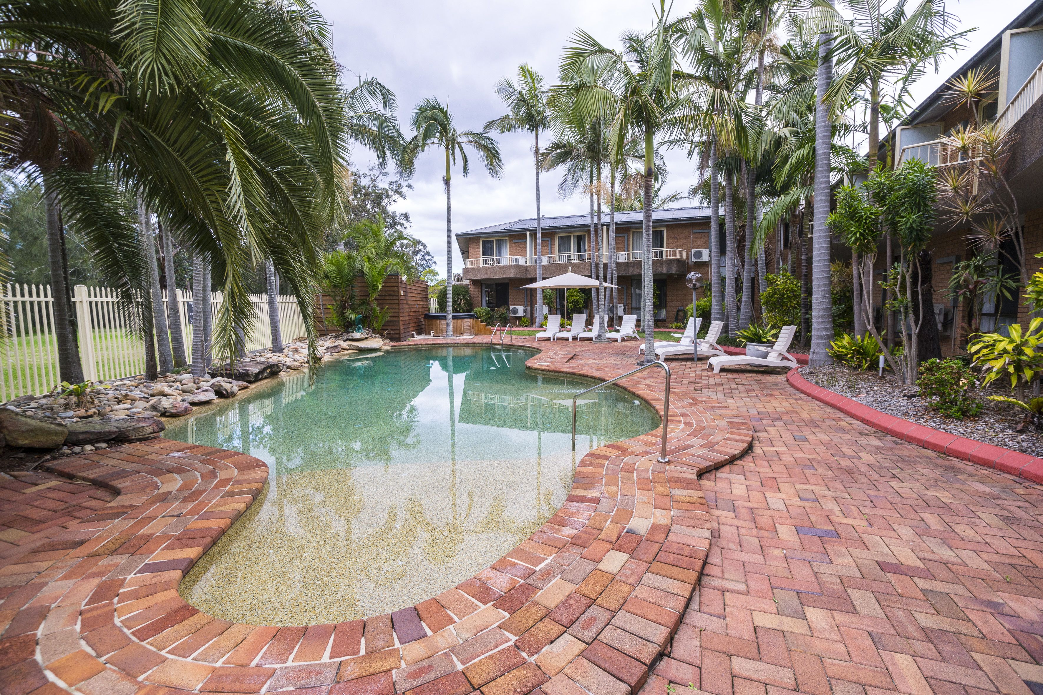 Outdoor pool, sun loungers