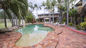 Outdoor pool, sun loungers