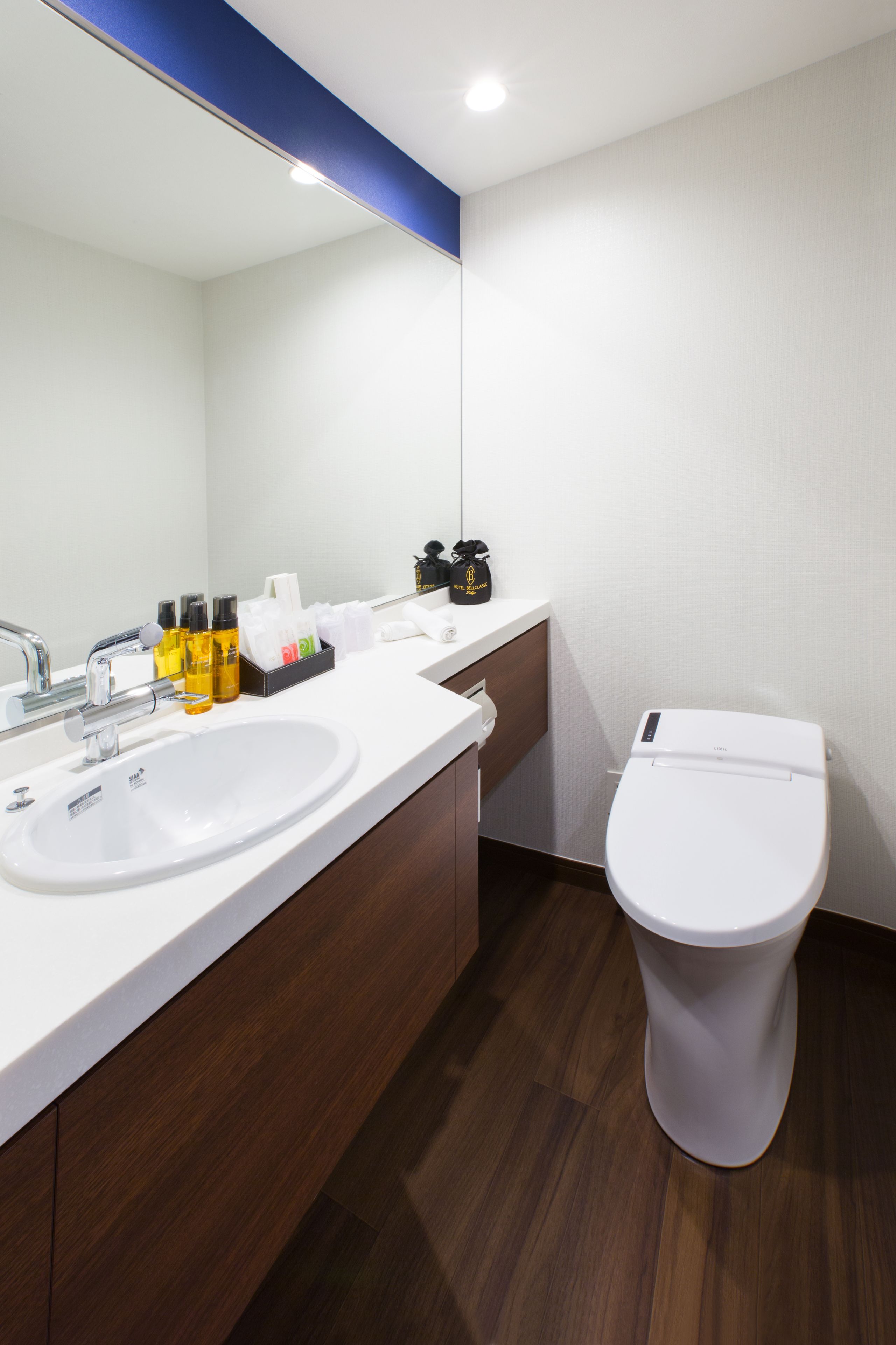 combined shower/bathtub, free toiletries, hair dryer, slippers