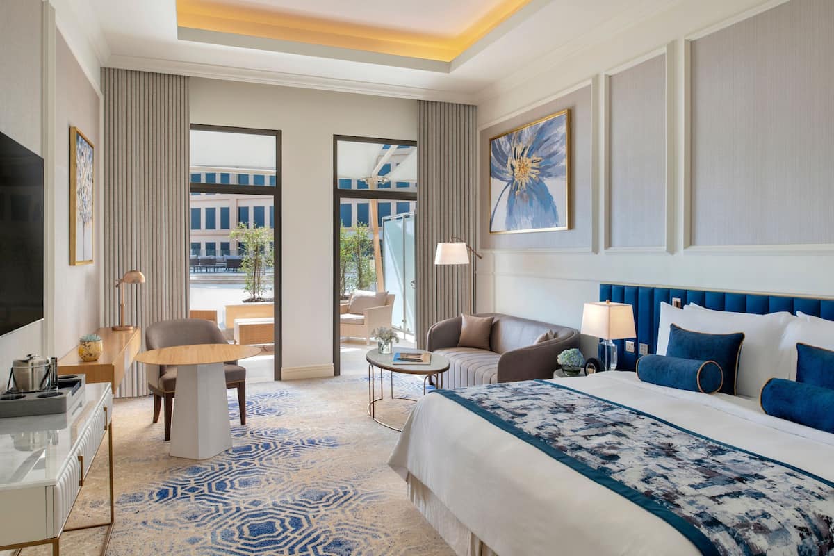 grand deluxe terrace, 1 king bed, sea view | 1 bedroom, egyptian cotton sheets, premium bedding, down duvets