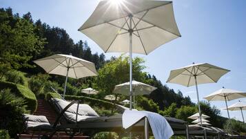 2 Innenpools, Außenpool, Sonnenschirme, Liegestühle