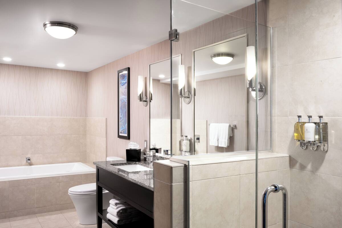 suite, 1 bedroom | bathroom | designer toiletries, hair dryer, bathrobes, slippers