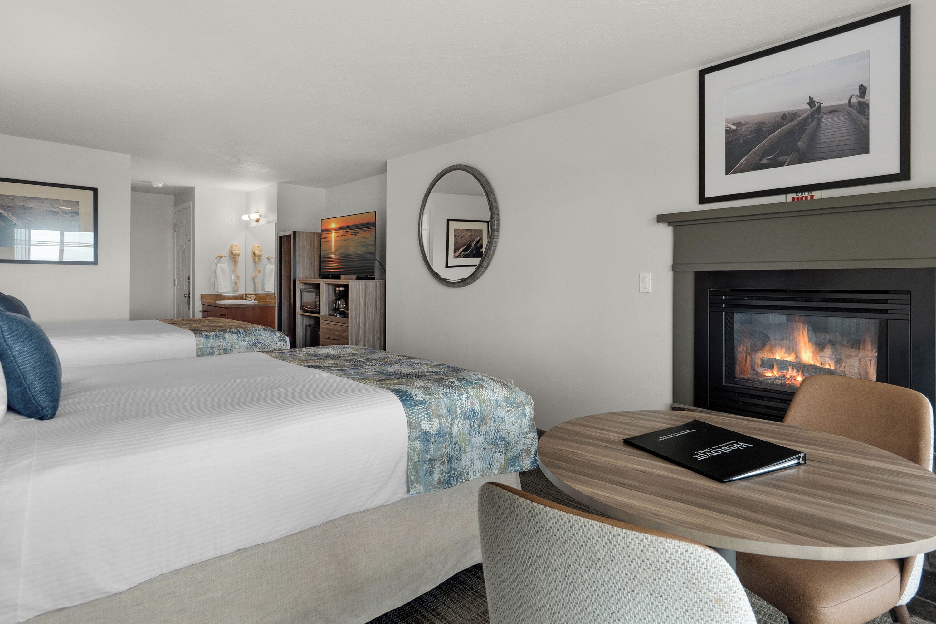 deluxe queen studio, 2 queen  beds, ocean view  | laptop workspace, blackout curtains, free cots/infant beds, free wifi