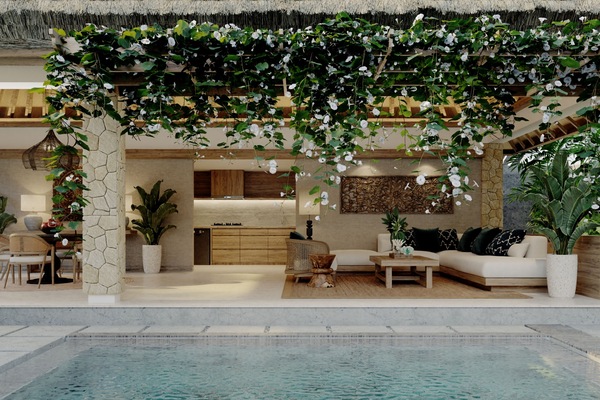 Vila Premier, 1 kamar tidur, pemandangan kolam renang (Premiere One Bedroom Pool Villa) | Ruang keluarga | Smart TV 50-inci dengan saluran TV satelit dan Netflix