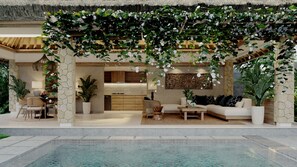Premier villa, 1 slaapkamer, uitzicht op zwembad (Premiere One Bedroom Pool Villa) | Woonkamer | Een 50-inch smart-tv met satellietzenders, Netflix en streamingdiensten