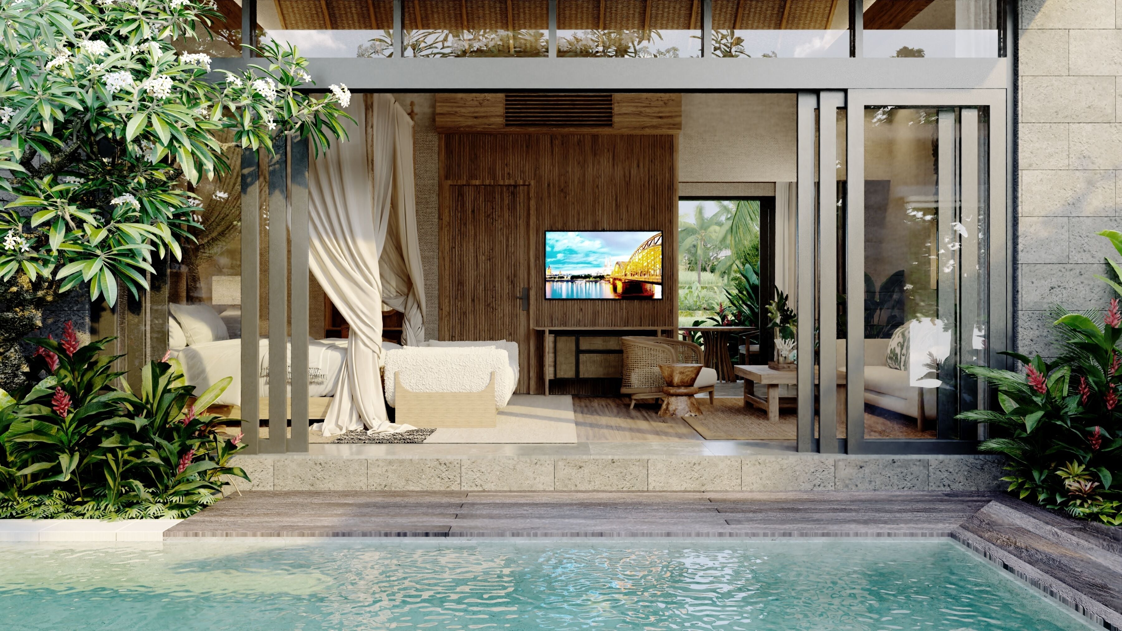 Villa de luna de miel | Ropa de cama de alta calidad, minibar, caja fuerte