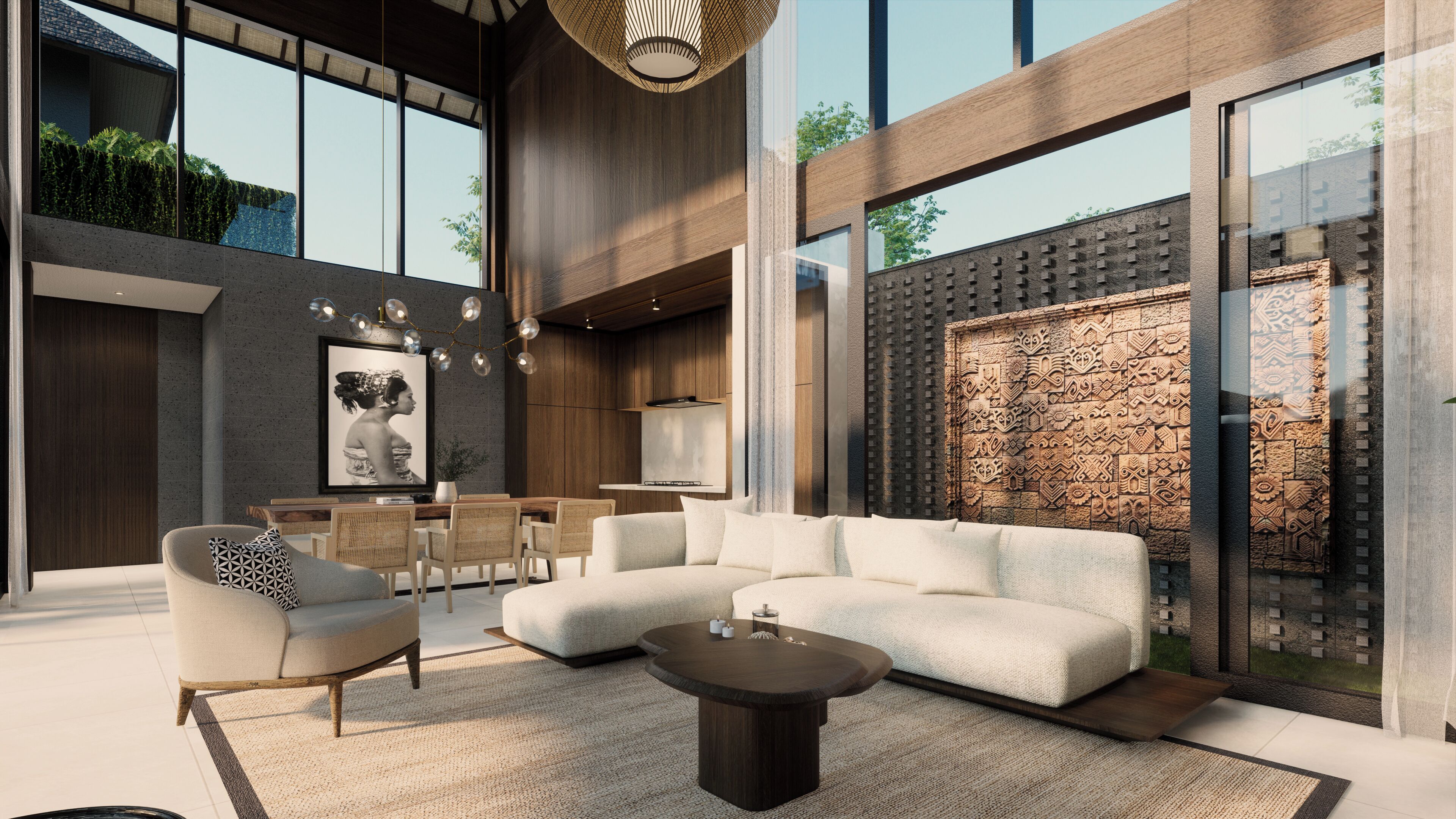 럭셔리 빌라 | 거실 공간 | 위성 채널 시청이 가능한 50인치 스마트 TV, 넷플릭스, 스트리밍 서비스